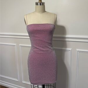 Meshki Sparkling Strapless Pink Dress